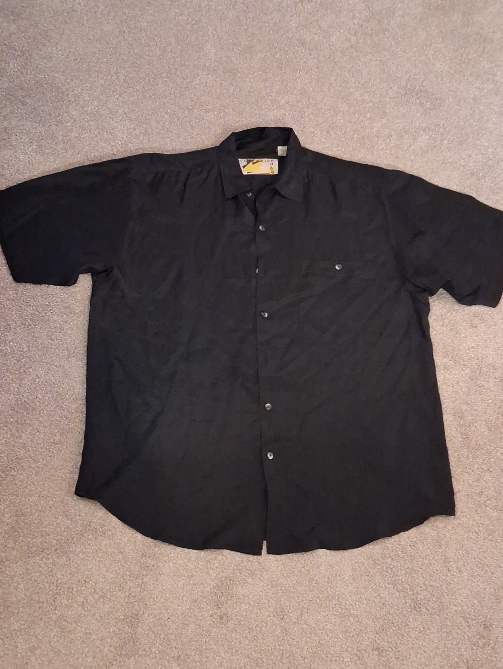 Creative Edge Vintage Black Silk  Short-Sleeve Men's Shirt (M)